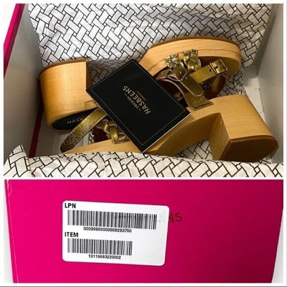 NWT Swedish Hasbeens Tanja Gold Leather Clog Sandals Size 37 EU - Picture 12 of 14